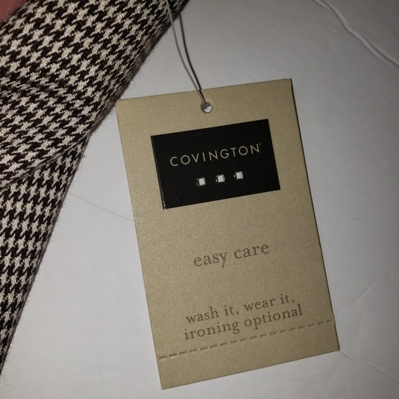 COVINGTON Brown White Houndstooth Slacks Pants Trousers Size 12P Short NEW - Picture 5 of 7